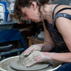 Penny Withers at work in her studio at Yorkshire Art Space’ Persistence Works in Sheffield 2017